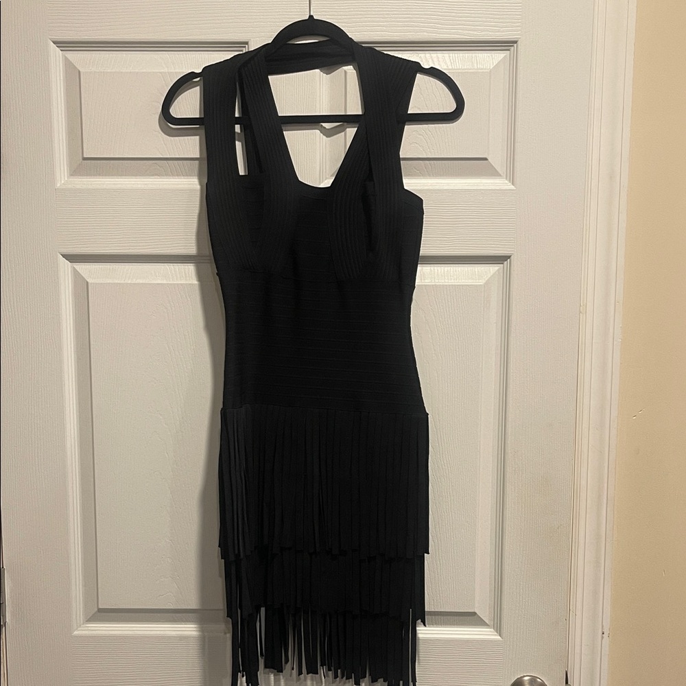 Gracia Black Fringe Mini Dress
